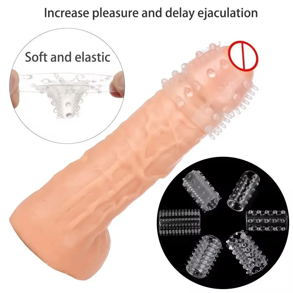 Spiny Cock Ring Sleeve Reusable Semen Lock Ring Flirting Leather Case Men\'s Condoms Delay Ejaculation Sex Toy Adult Products