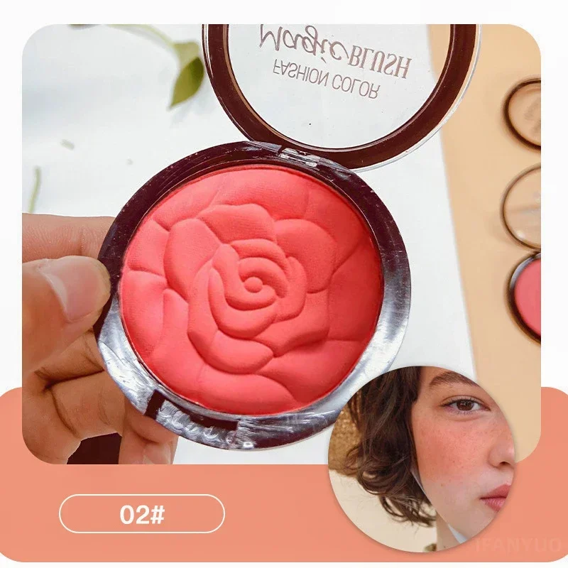 Rose Petal Relief Blusher 6 Colors Monochrome Blush Makeup Palette Mineral Powder Rouge Orange Pink Cheek Tint Blush Cosmetics