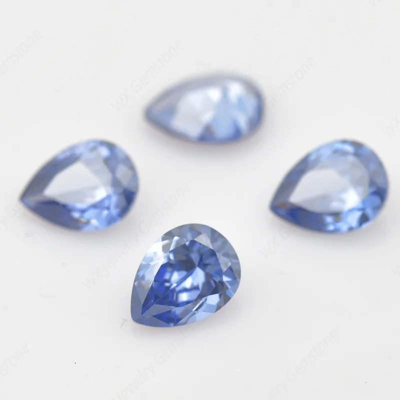 2x3-15x20mm Pear Shape Tanzanite Blue AAAAA Loose Cubic Zirconia Synthetic Gems CZ Stone For Jewelry High Quality