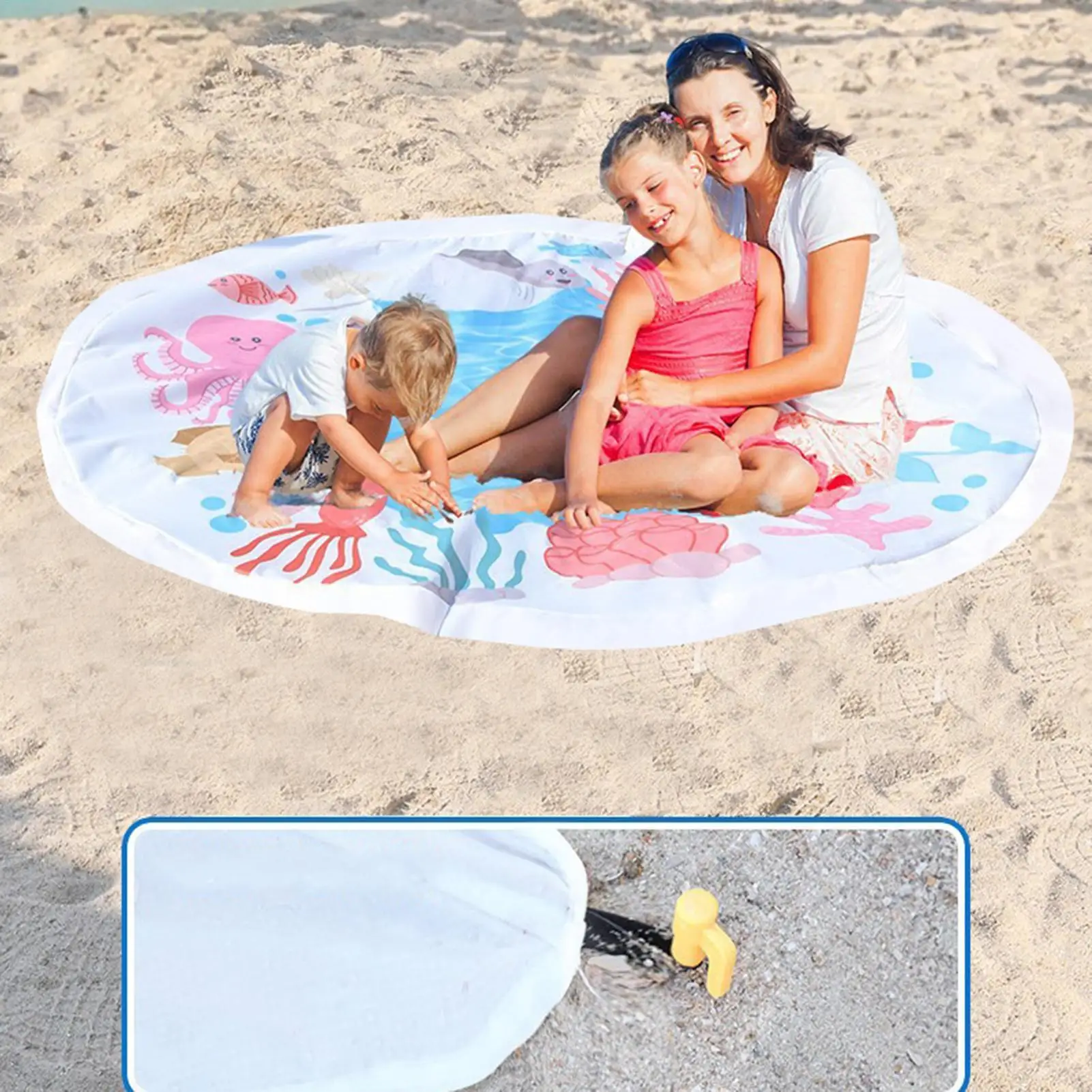 Piscine de chair de plage pour enfants, couverture pour tout-petits, avec sac de transport, imperméable, jouet de jeu d'eau en plein air d'été, pique-nique voyage