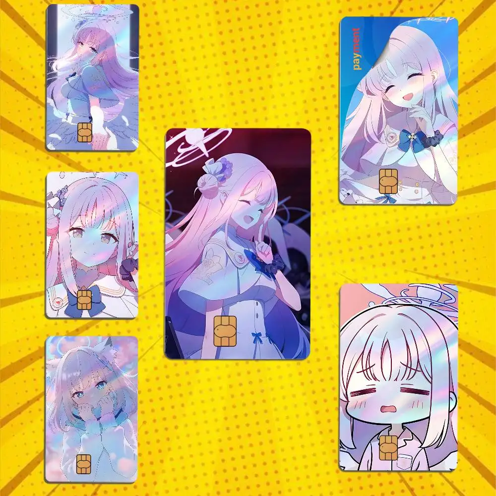 Mika Sunaookami Shiroko Wolf Eared Girl BA Card Skin Stickers For Bank Card Bus Metro Card Sticker Waterproof