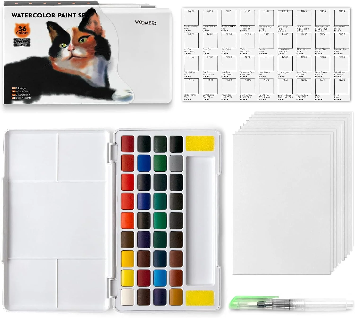 

Watercolor paint set - 36 vibrant colors, perfect for beginners, students and amateurs