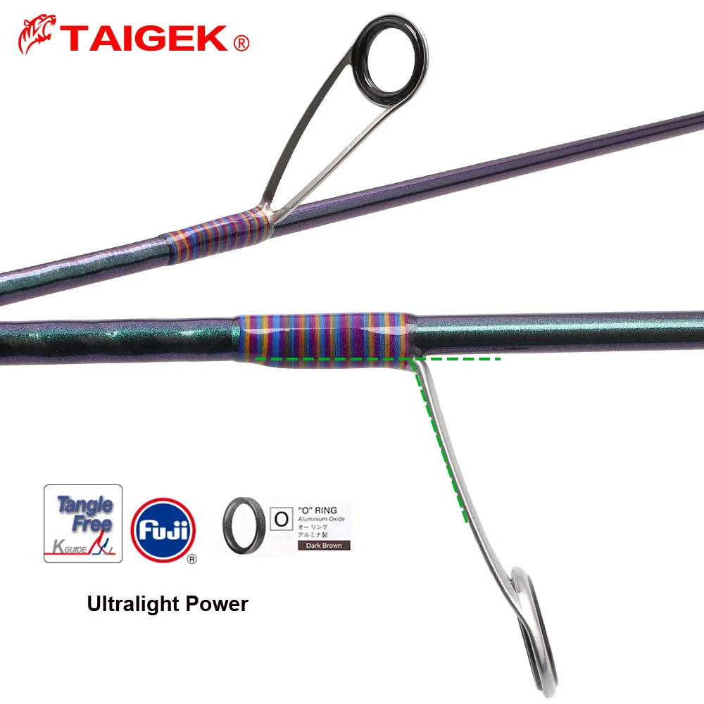 

TAIGEK Ultralight Carbon Fishing Rod 1.5m 1.68m 1.8m Lure Wt.1-8g UL Power FUJI guide Solid Spinning Fishing Rod