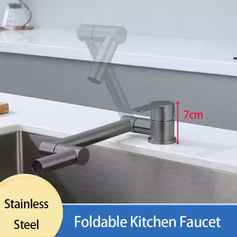 Folding Bathroom Basin Faucet Mechanical Arm 720&deg;Swivel Multifunction Kitchen Splashproof Faucet Deck Mounted Hot And Cold Mixer