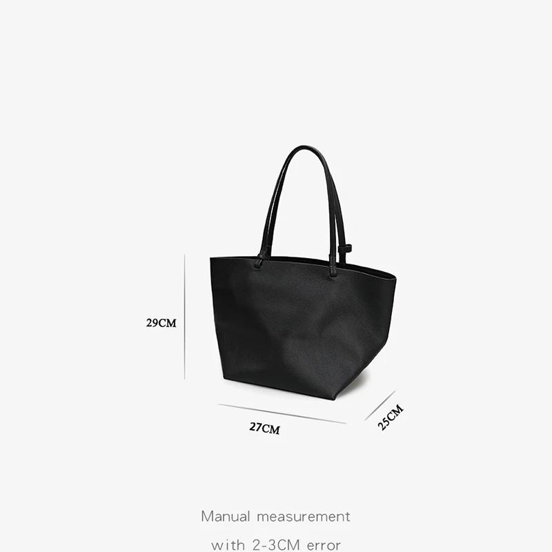 Donna-in Top Layer Cowhide Tote Bag Genuine Leather Large Capacity Shoulder Bucket Bag Full Grained for Casual Commute