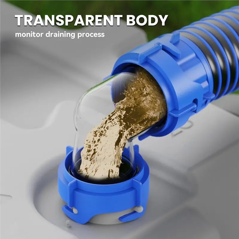 Excellent-RV Tote Tank Adapter 90 Degree For Camping Vehicle Trailer Sewer Hose Elbow Leakproof Connection Clear