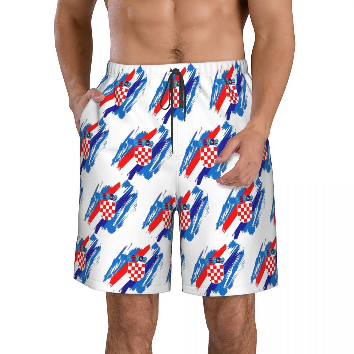 Croatia Football Flag Trunks Beach Board Shorts Casual Quick Dry Swimming Summer Men Pants