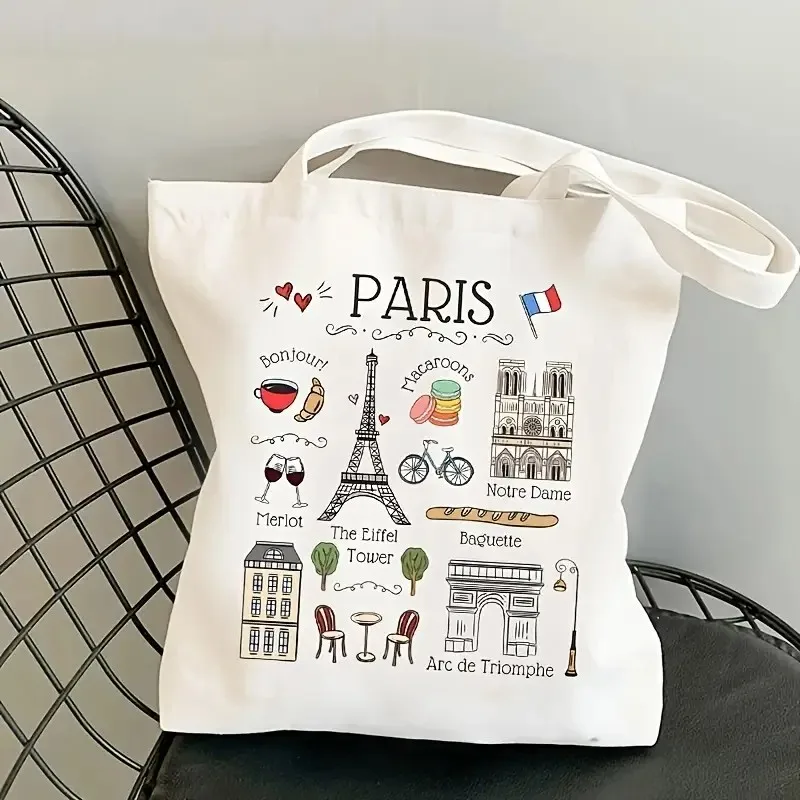 Paris Reise-Einkaufstasche für Damen, Y2k-Umhängetasche mit Eiffelturm-Tasche, Reisetasche, Pariseres Themensign, stabile Konstruktion