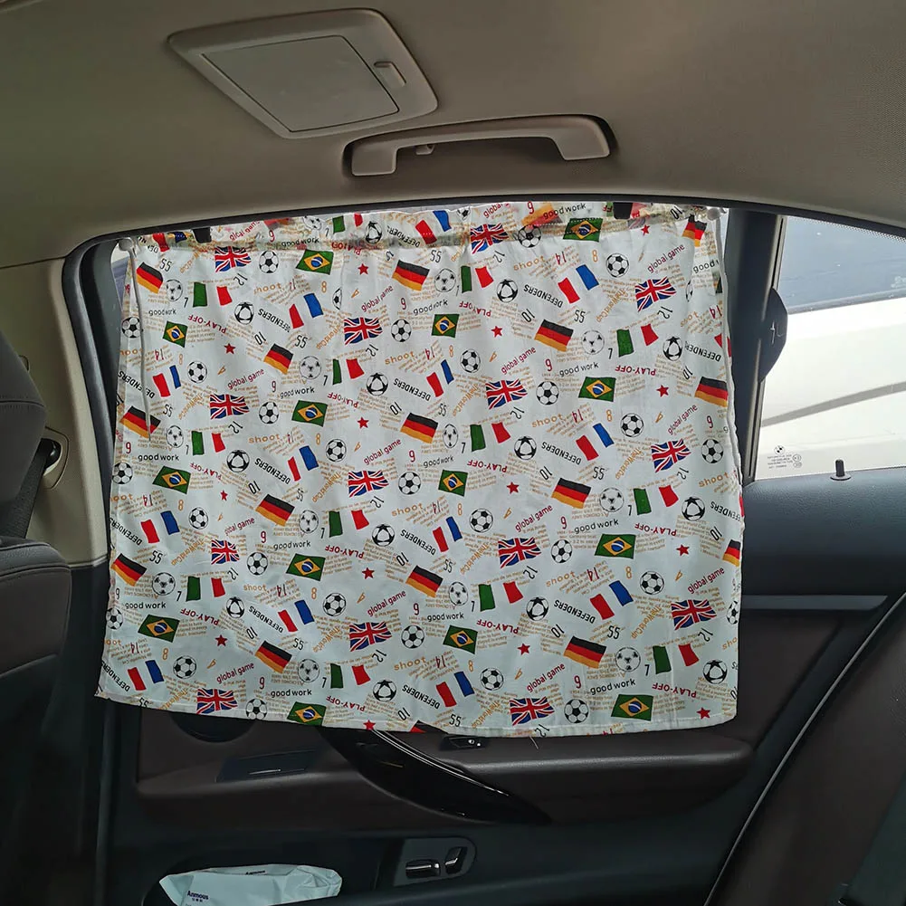 Suction Cup Curtain UV Protection Cute Cotton Baby Car Window Sunshade Cover Suction Cup Cloth Curtain for Kid Baby Children