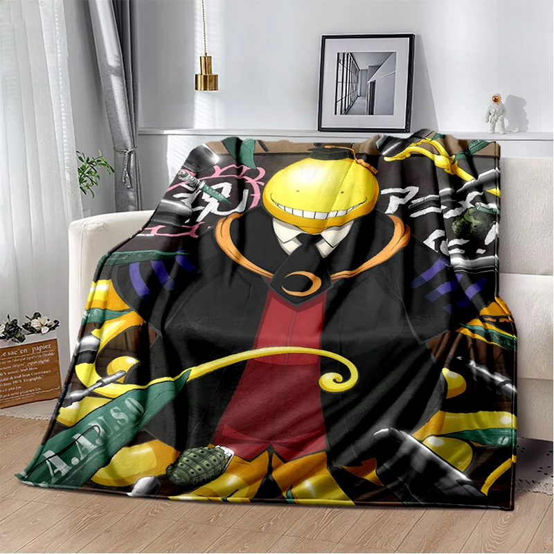 ثلاثية الأبعاد الكرتون اغتيال الفصول الدراسية أنيمي لينة الفانيلا البطانيات ، رمي بطانية مريحة للأسرة أريكة غرفة نوم المنزل الاطفال هدية