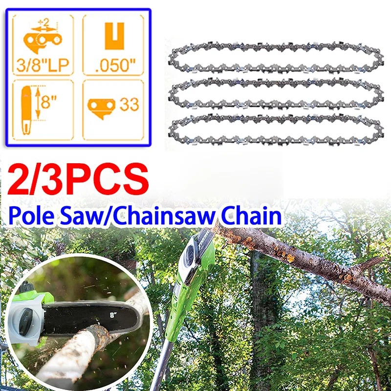 

8 Inch Metal Chainsaw Chain 3/8" LP Saw Chain 33 Drive Link Electric Saw Accessory Replacement Chainsaw Saw Chain 0.050" Gauge