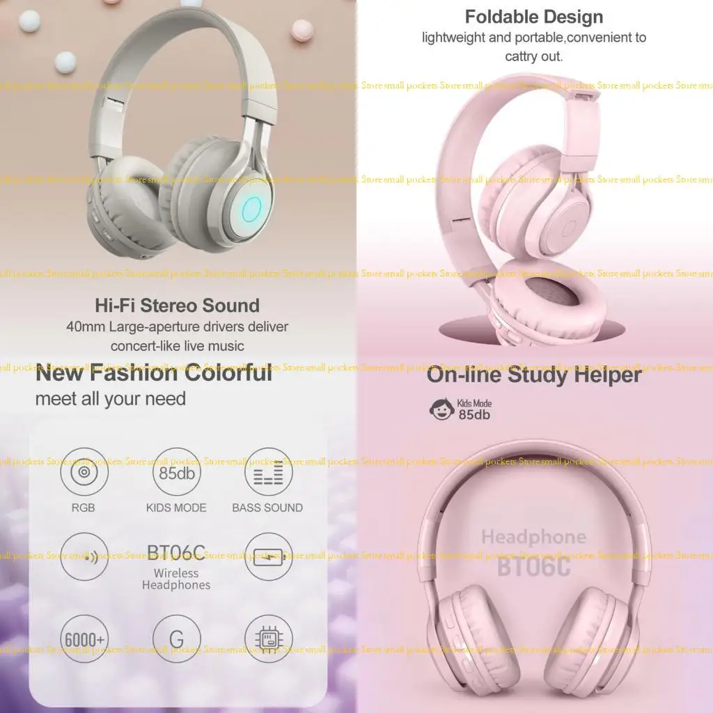 

R1WD Blue-tooth Headset 5.0 Blue-tooth Headset Student Metal Apricot /Pink