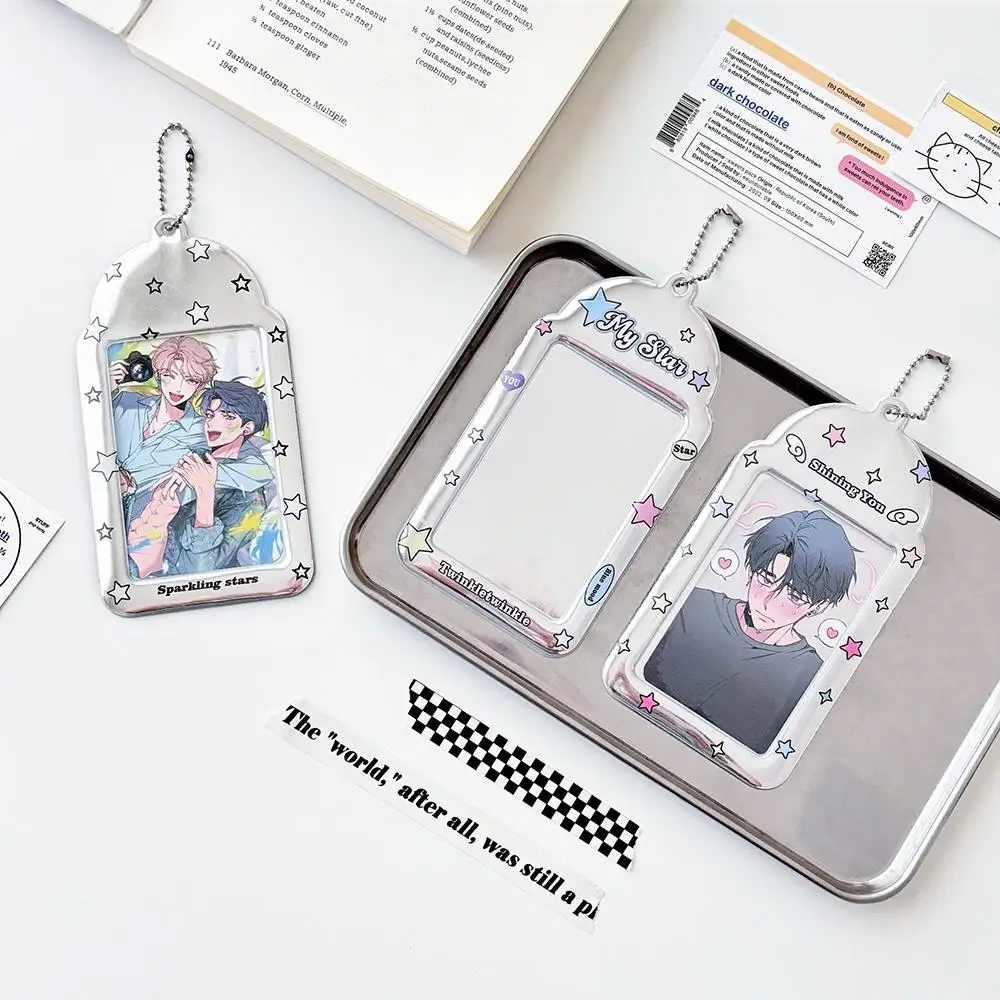 Silver Star Photocard Holder 3 Inch PVC Photo Card Holder Storage Card Display Protective Pendant Idol Photo Card Organizer