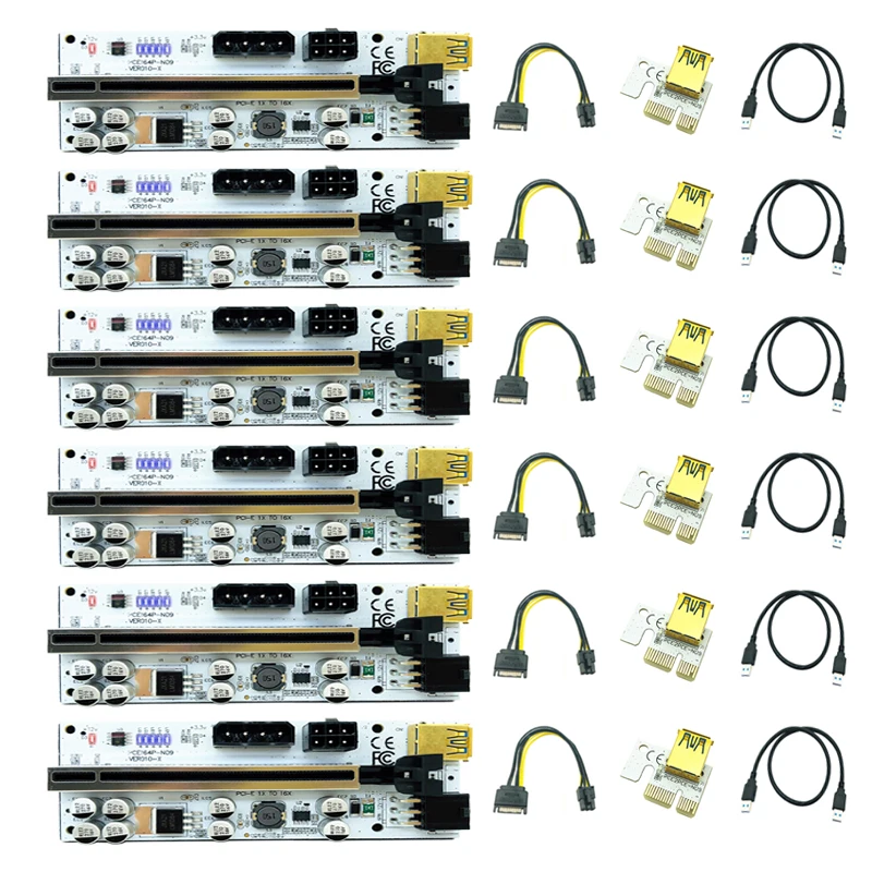 

6 шт., Райзер 010, ранзер PCI Express X16, расширитель USB 3,0, кабель PCI-E, переходная карта для видеокарты, графического процессора, майнинга