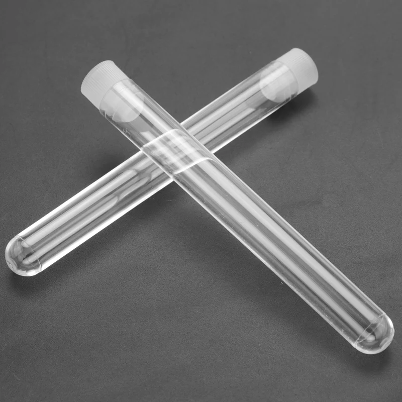 100Pcs 12X100mm Transparent Laboratory Clear Plastic Test Tubes Vials with Push Caps School Lab Supplies