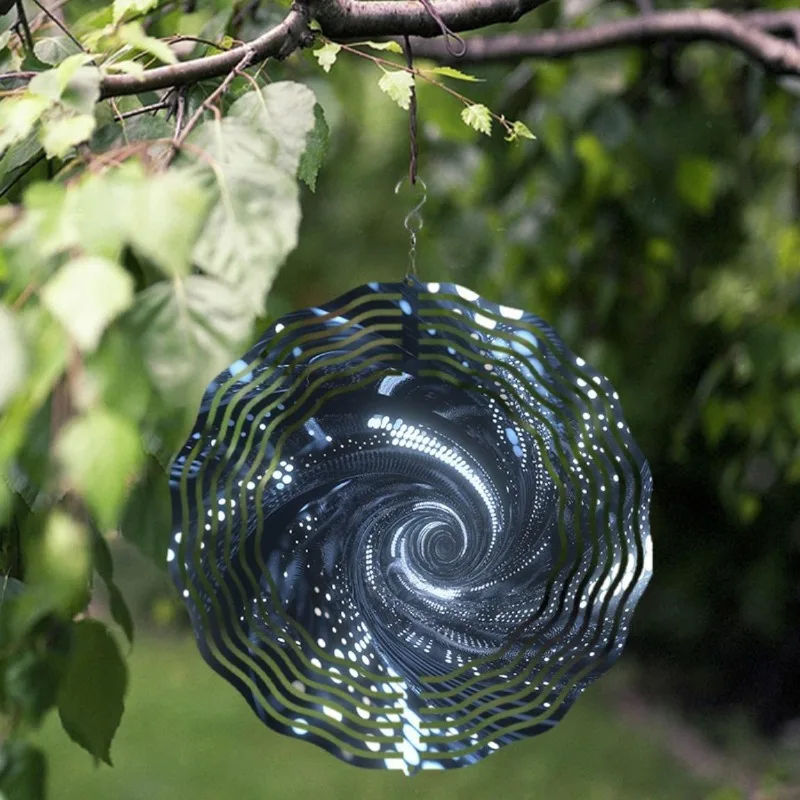 CIFBUY Metal Wind Spinner Starry Sky Hanging Wind Chime 360 Rotating Hook Battery Free Outdoor Garden Decor for Lawn Balcony