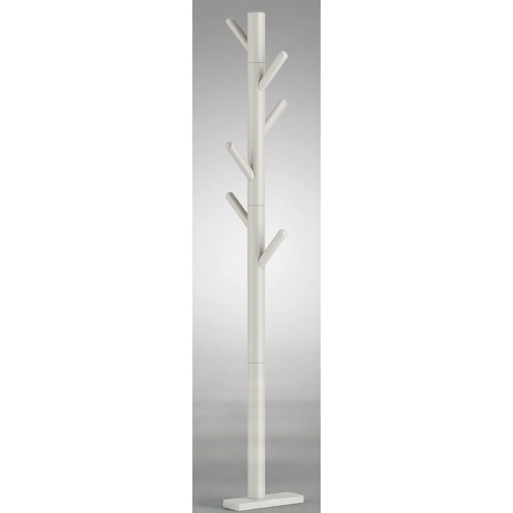 

Solid Wood Coat Rack with 8 Hooks, Adjustable Height Freestanding Coat Tree for Entryway Hallway