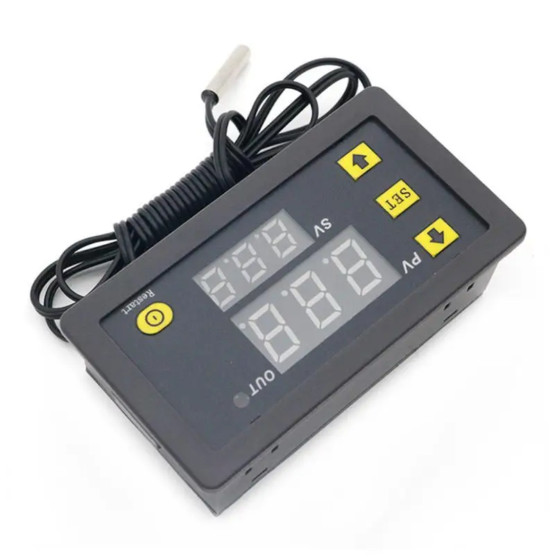 Termostato de pantalla LED con Control de temperatura Digital, instrumento de Control de calor/refrigeración, línea de sonda de piezas, 20A, 1 ~ 5 AC110-220V, 12V, 24V