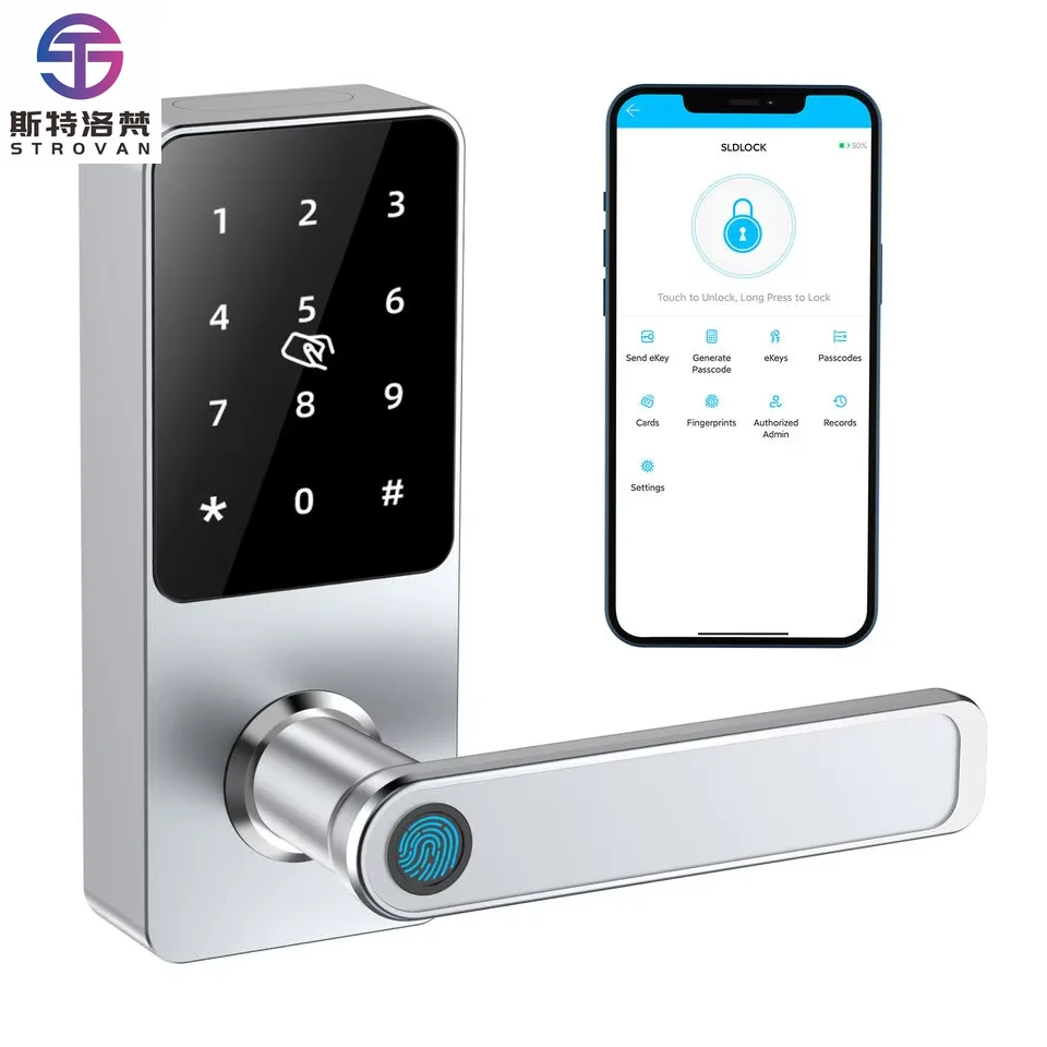 

WiFi Smart Door Lock Deadbolt Keyless Fingerprint Access Aluminum Wood Door Accessory Smart Glass Door Handle Cloud Data