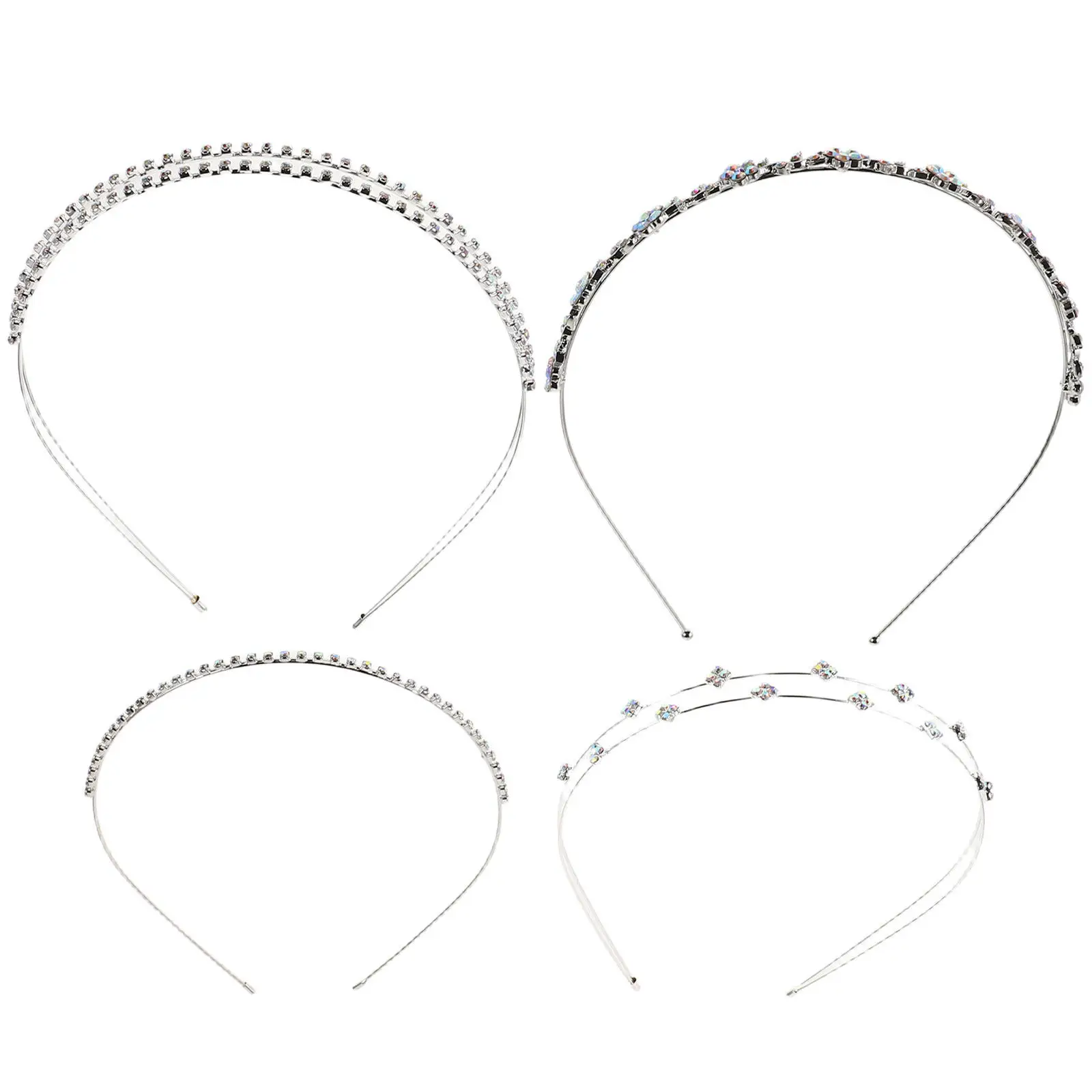 4Pcs Bridal Rhinestone Headband Exquisite Hair Hoop Decoration Wedding Hair Accessory Woman Metal Headpiece Formal Occasion