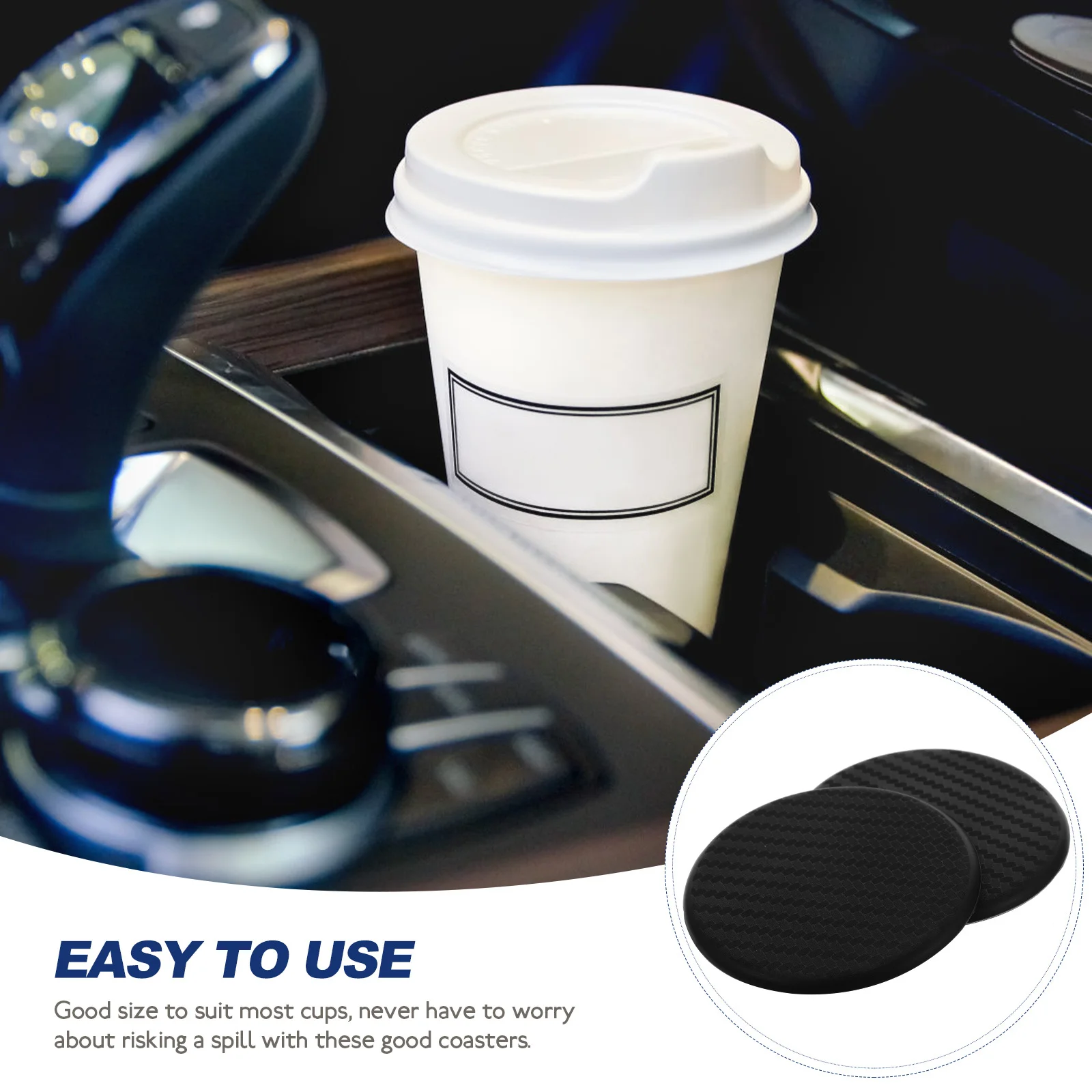

Multifunctional Water Coaster Mugs Car Coasters for Cup Holders Square Black Travel Coffee Cups