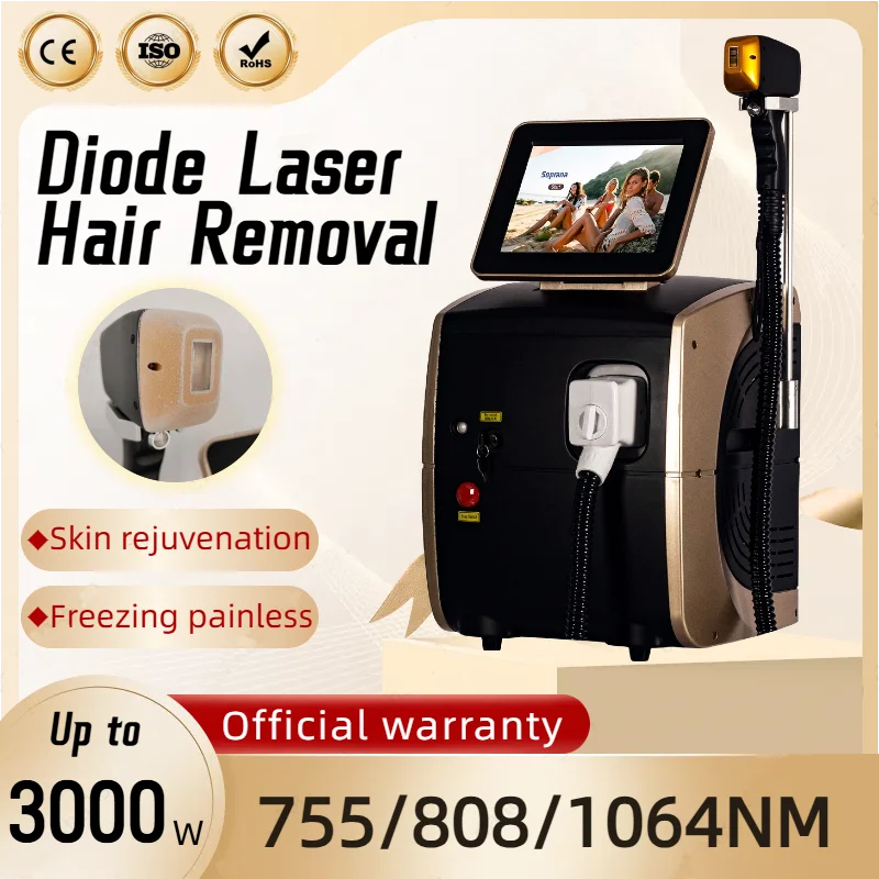 2024 High Power Diode Laser Hair Removal Device Epilator Triple Wavelength Diode Laser Machine Permanent Hair Removal Depliation