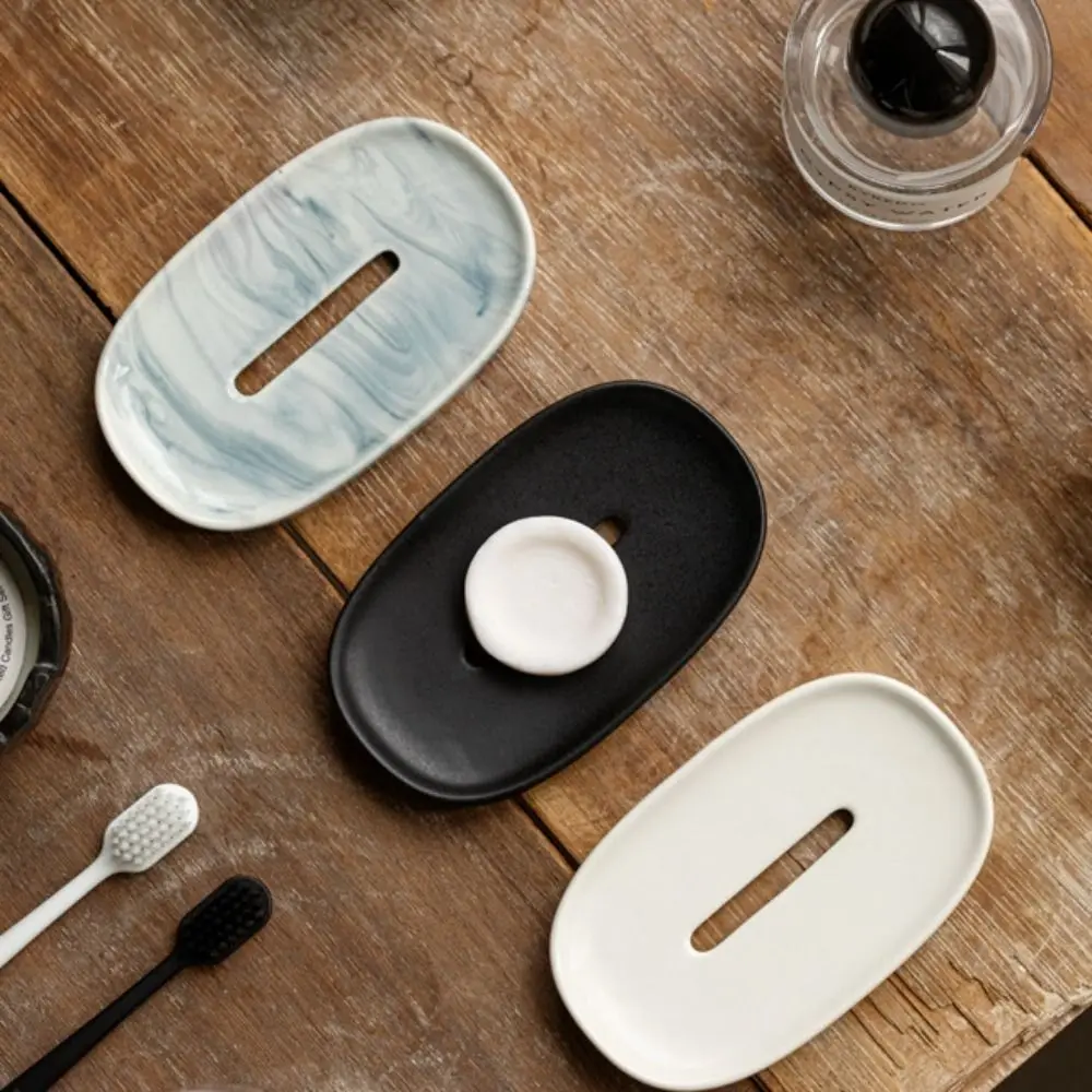 

Convenient Light Luxury Oval Soap Box Elegant Nordic Soap Storage Tray Hollow Design Simple Soap Dish Kitchen