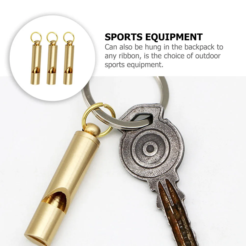 3 قطعة قلادة صافرة معدنية نحاسية في الهواء الطلق بقاء الطوارئ حرس السلامة صفارات للمشي التخييم المفاتيح الرجعية أولا