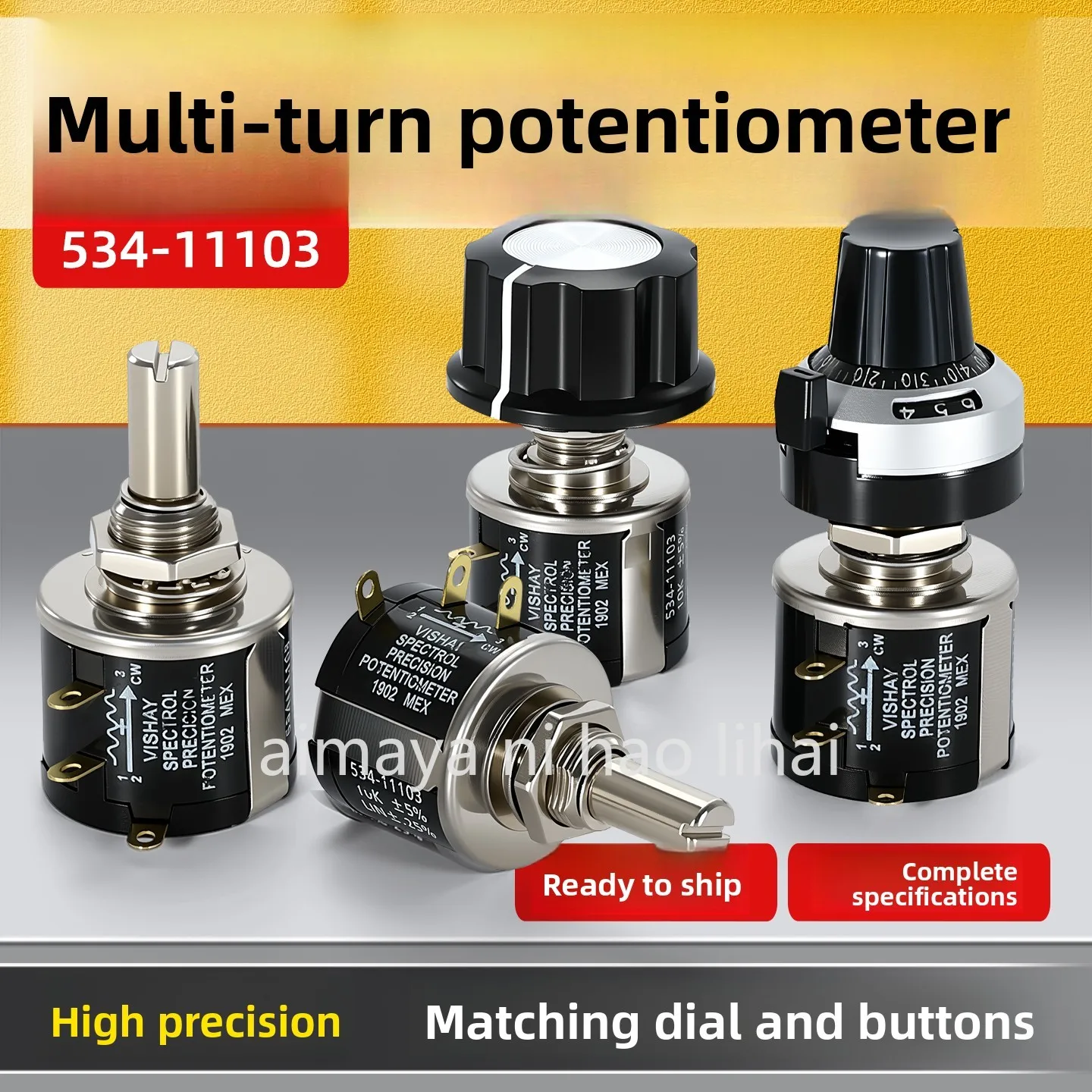 High Quality MOD534 2W Multi-turn Wirewound Potentiometer 1K 2K 5K 10K Ohm + Knob Adjustable Resistor