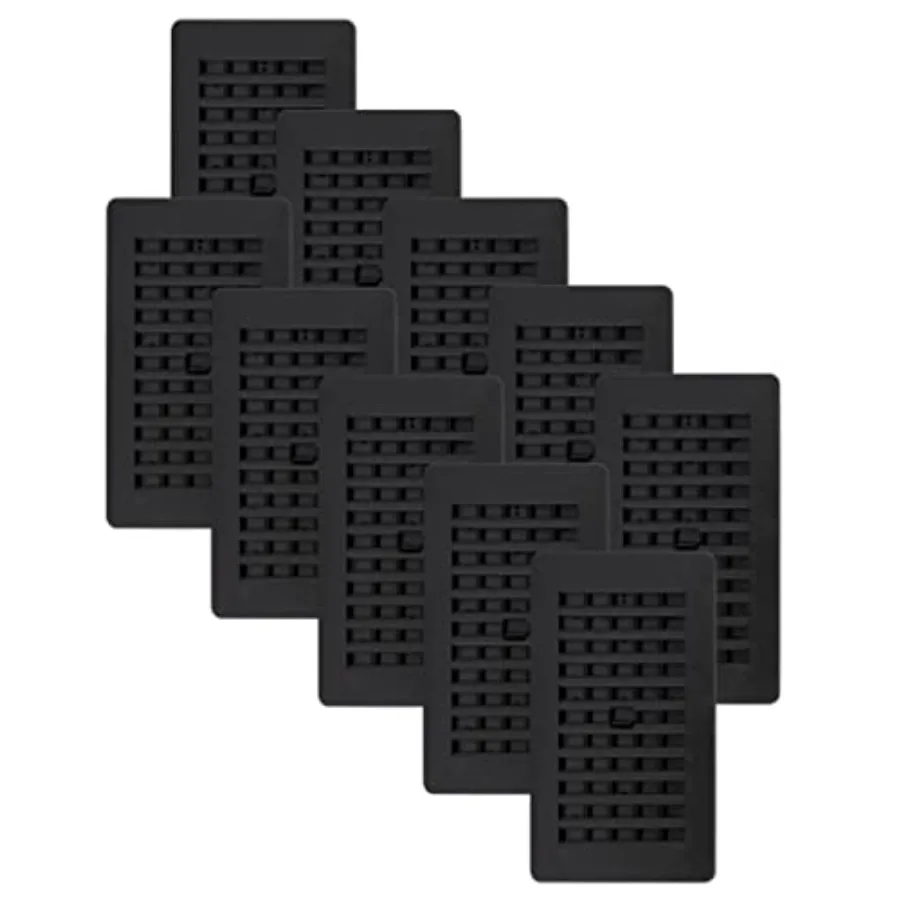 PL408-BLK-10 Louvered Plastic Floor Register,,0