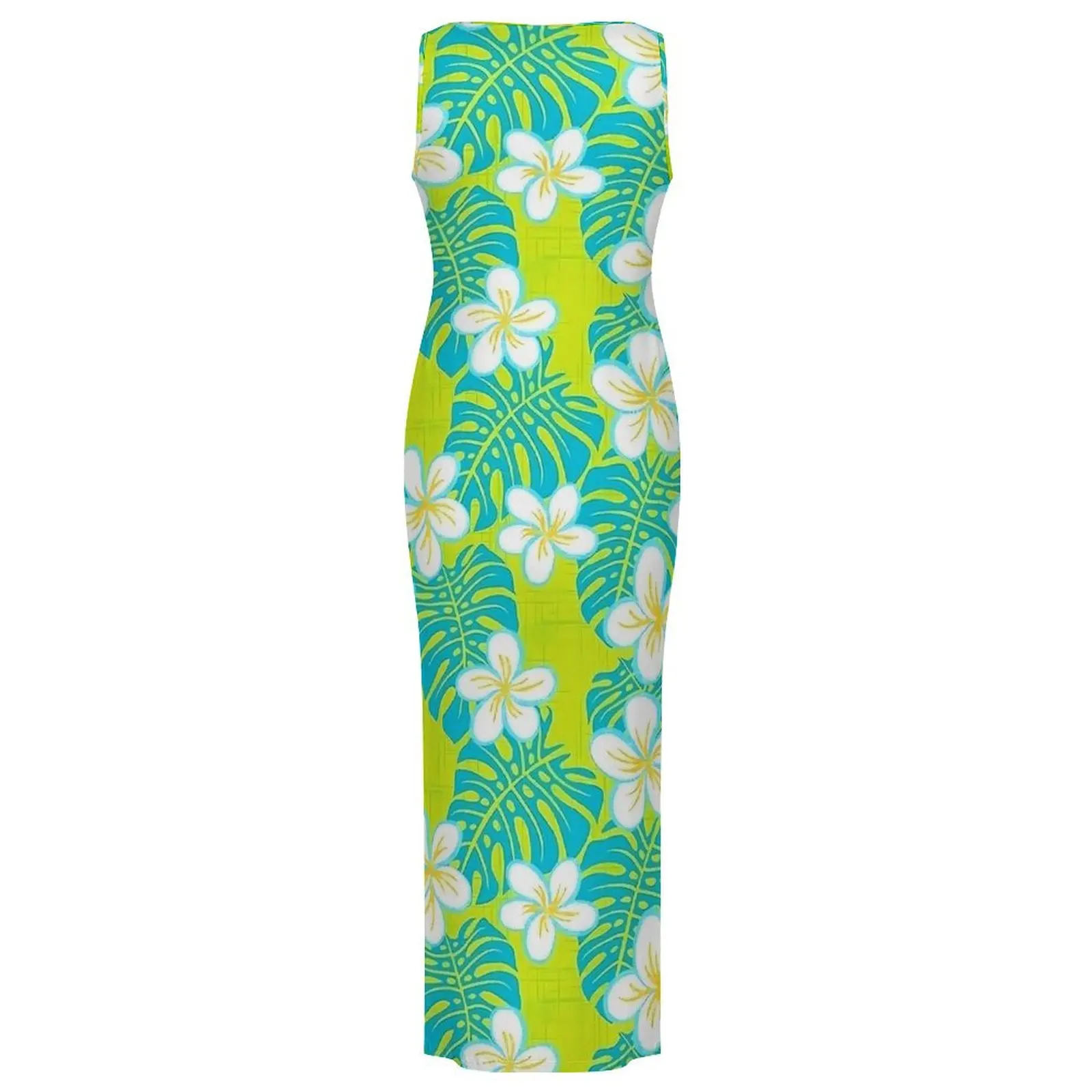 Vestido Floral Tropical hawaiano para mujer, ropa de calle, vestido ajustado, vestidos largos Retro sin mangas de verano, ropa gráfica de gran tamaño