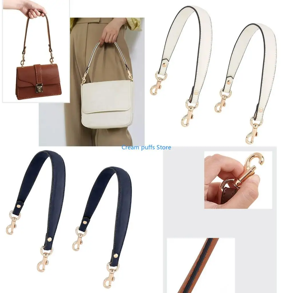 50LE Detachable Bag Strap for Purse Repair with Clasps, Smooth PU Leather Finish, and Short Daily Carry