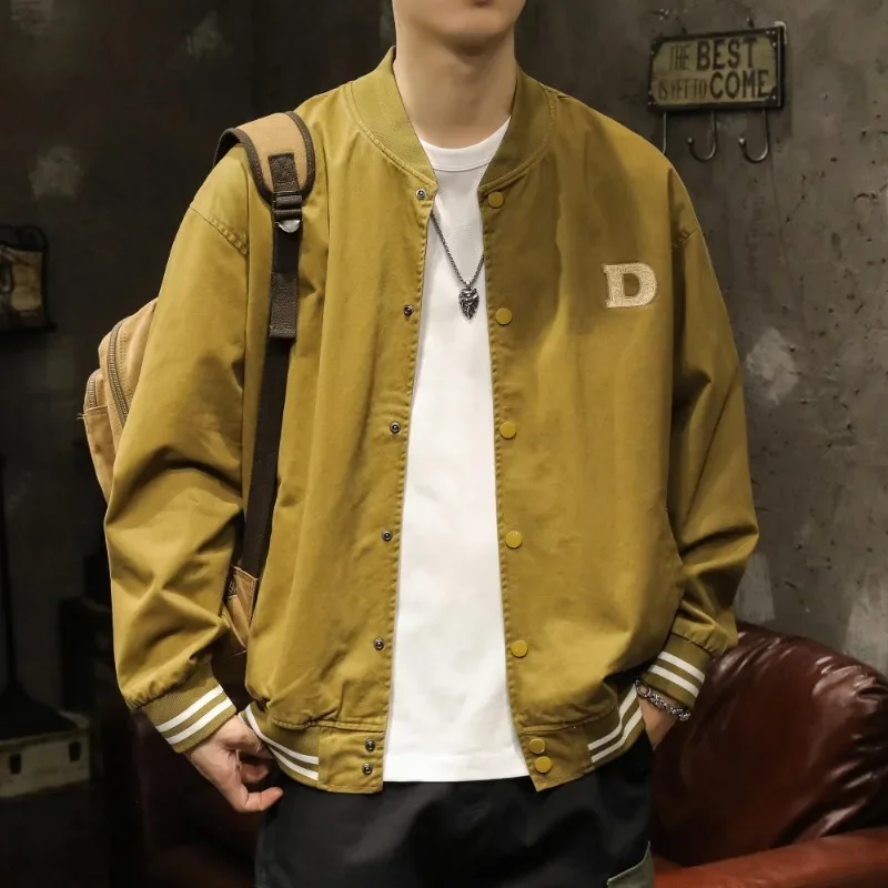

Spring Autumn Coat Male Trendy Handsome Leisure Outwear Versatile Outcoat American Style Baseball Jacket Men's Loose Large Size