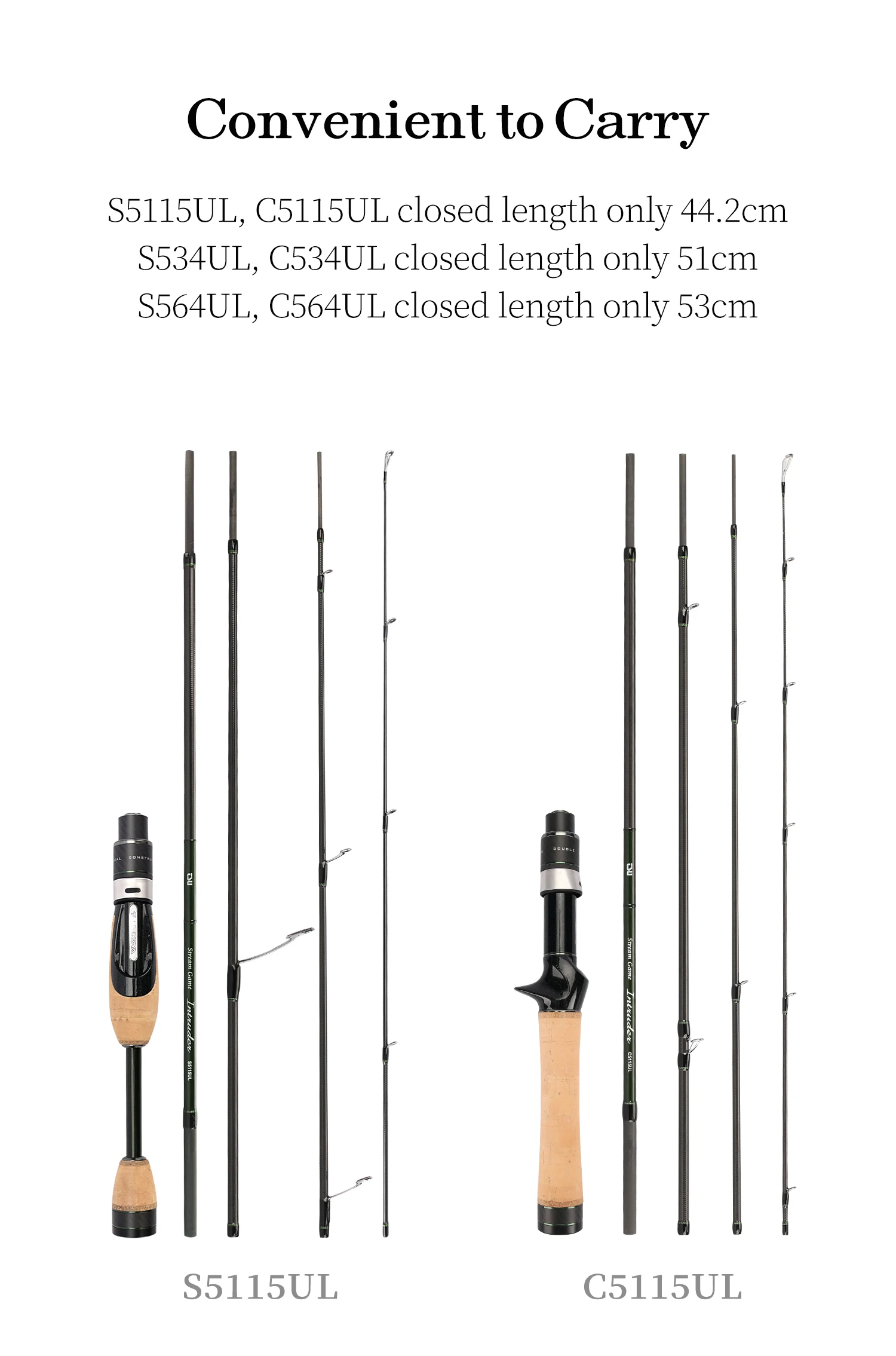 TSURINOYA INTRUDER 1,6/1,68/1,8/1,98m 5-teilige tragbare Spinn- und Casting-Angelrute für Forelle, Barsch, Bergbäche, packbare Rute – Detail 9