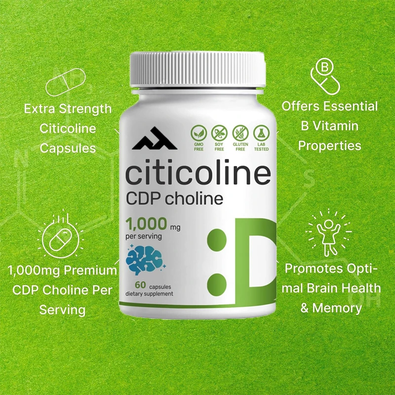 Citicoline CDP Choline - Puzzle B Vitamin Characteristics - Promotes Brain Health, Memory, and Concentration - Non GMO