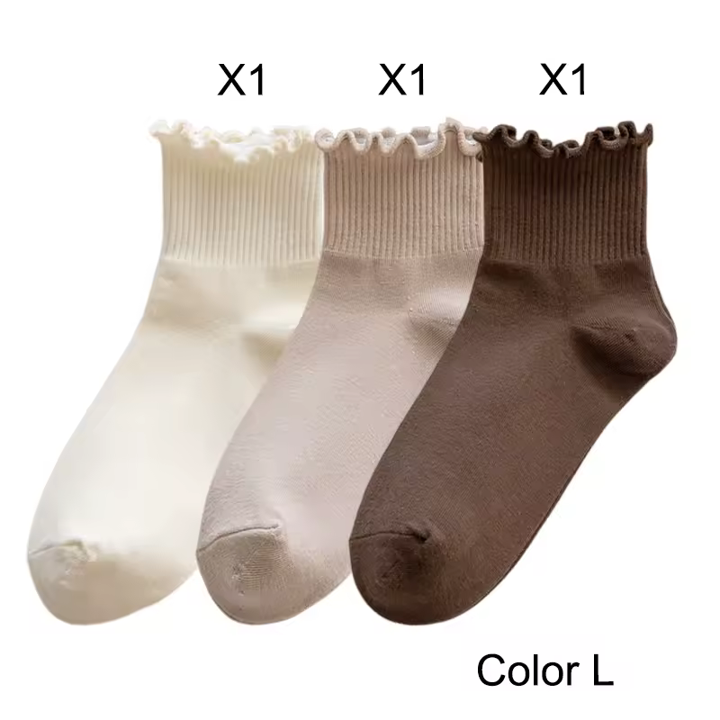 3 Pairs/Lot Cute Socks For Women New Japanese Style Breathable Girls Short Socks Kawaii Solid Socks Frilly Ruffle Socks Casual - Image 18