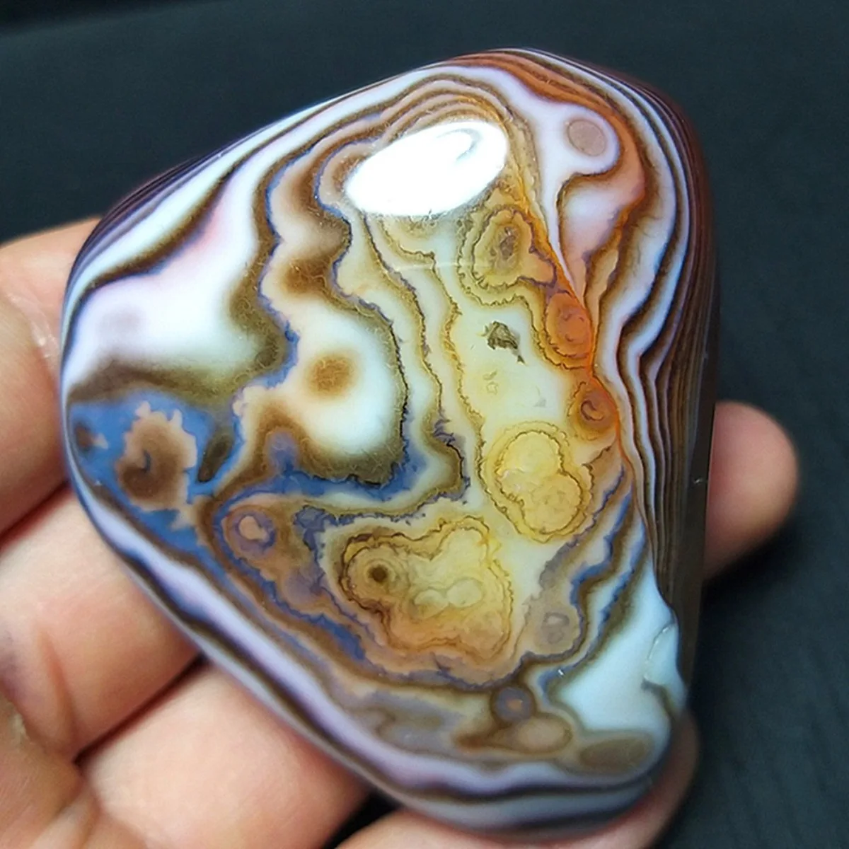Large Loose Gemstone Banded Agate Palm Stone, Polished Tumbled, Genuine Stone, Terrarium Decor, Natural Stone, Table Display