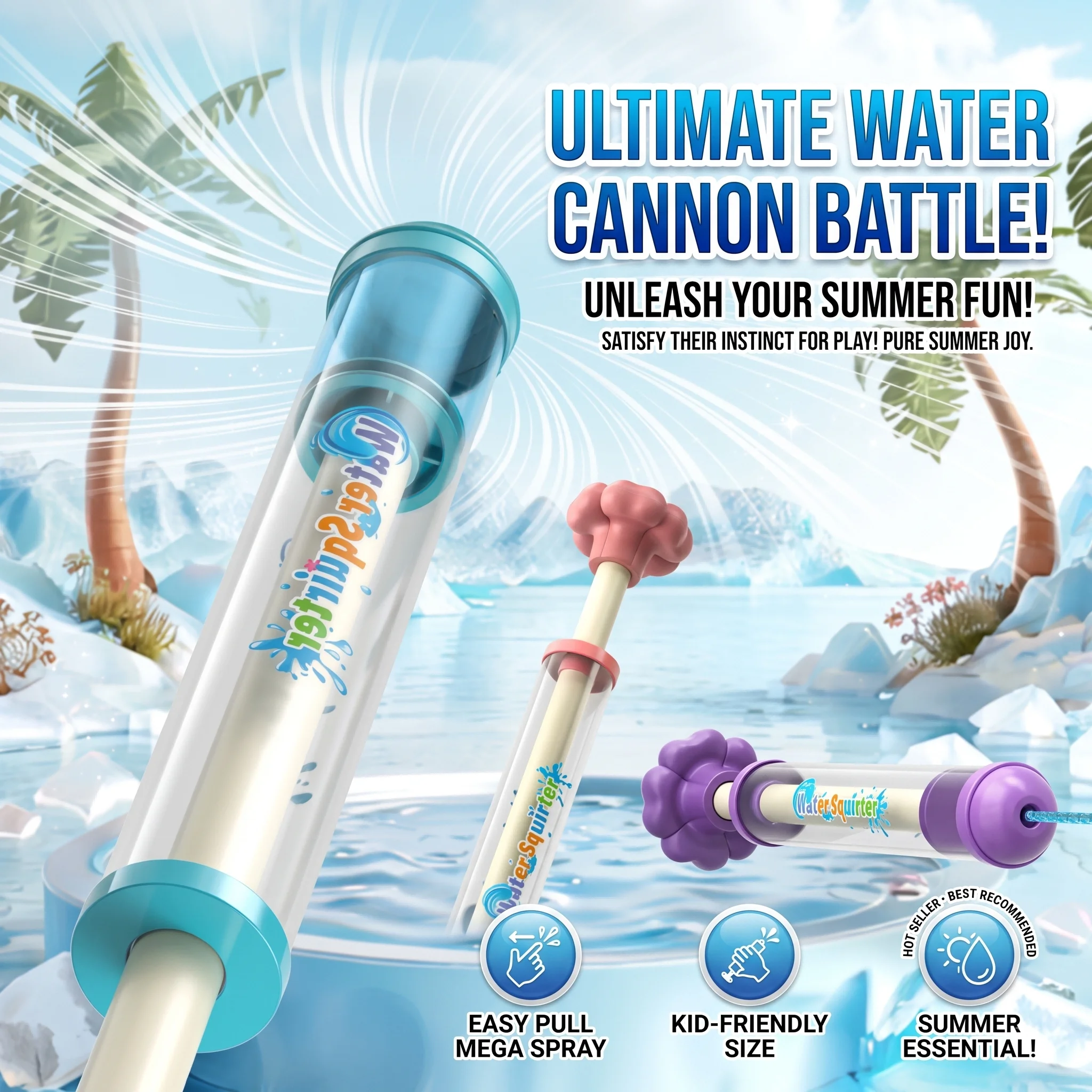 1 PCS Pusher Type Fun Water Jet Spray or Single Hole Water Gun Water Splashing Festival Prop Outdoor Leisure Play Game
