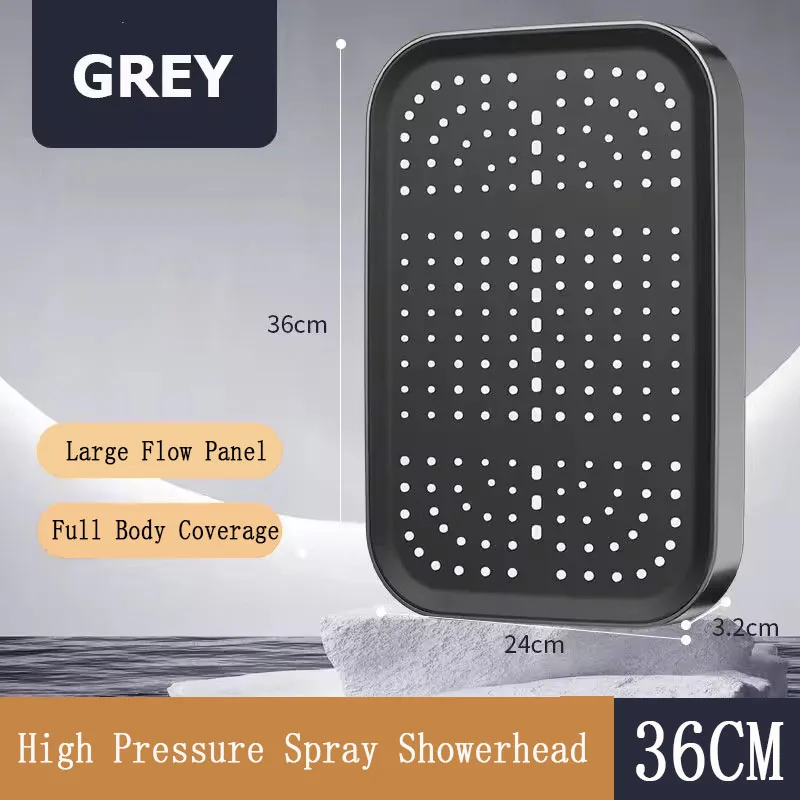 36CM ABS High Pressure Rainfall Shower Head Bathroom 360° Adjustable Angle Anti-Clog Nozzle Water Saving Bathroom Accessories