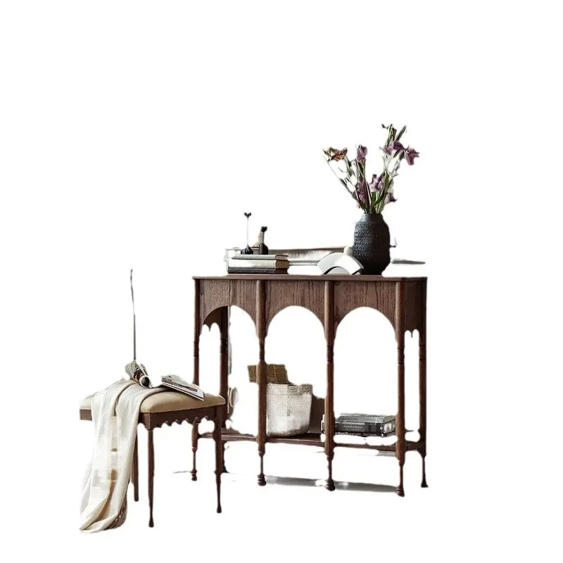 

Solid wood French retro solid wood entrance cabinet American entrance table living room side cabinet corridor aisle storage cabi