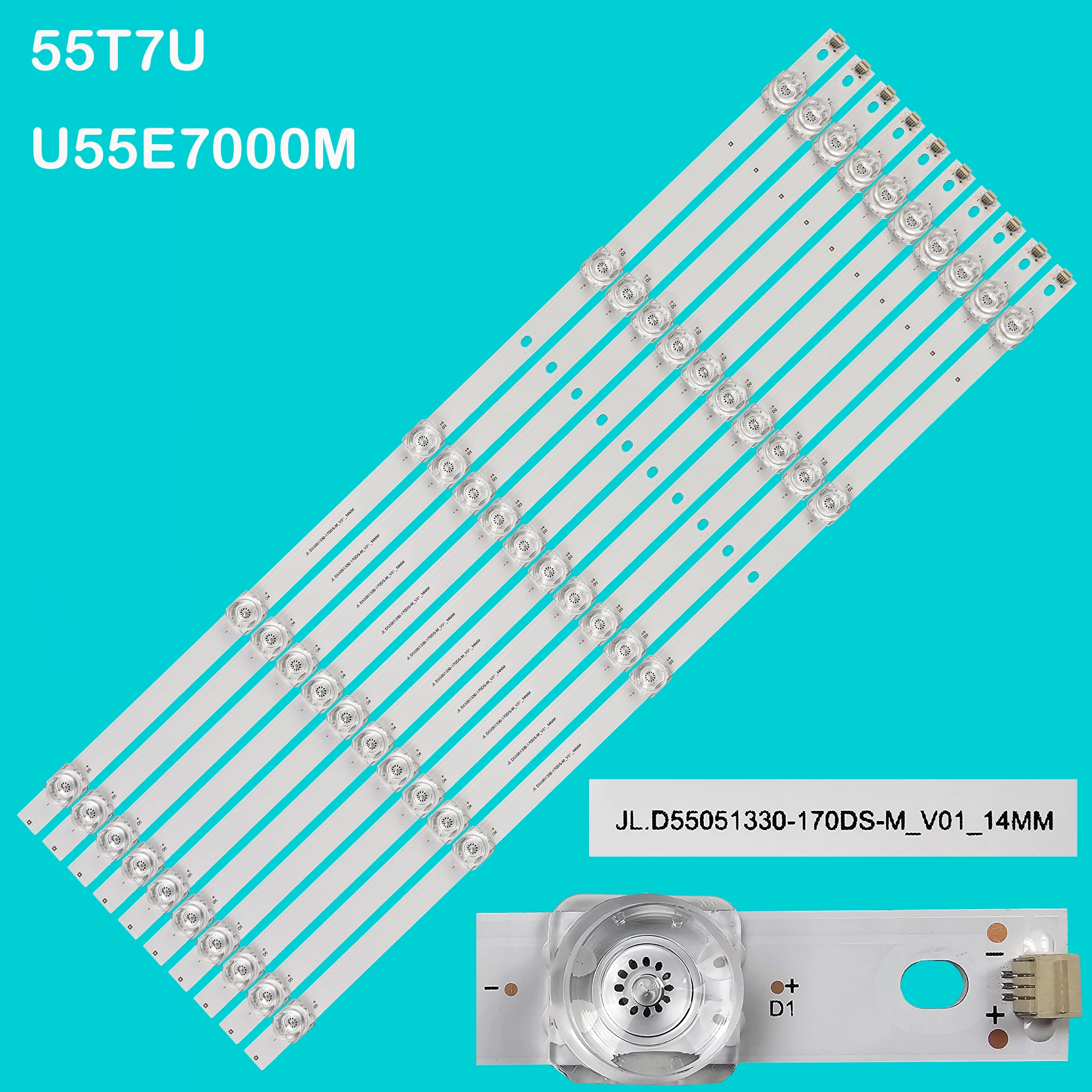 LED BackLight Strip For DLED55MXY 10X5 2002 U55E7000M 55T7U JL.D55051330-170DS-M_V01_14MM B2-55C-3030-0D20-10X5-557X12-201204-B
