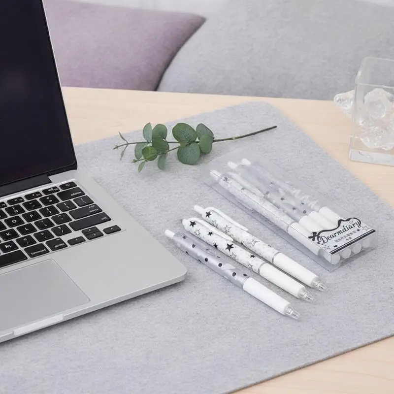 4PCS Polka Dot Star Press Pens Quick Drying Smooth Writing Ins Style Cute Stationery for Students School Office Use