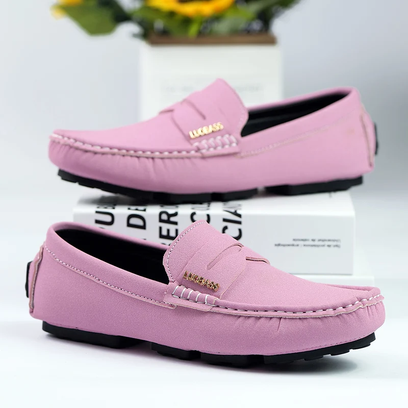 

Spring Leisure Men's Loafers Shoes Fashionable British Style Large Size Slip-On Casual Shoes Breathable Rubber Outsole Flat Heel