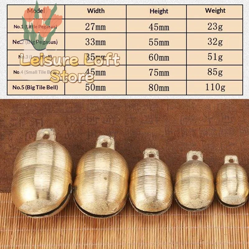 Livestock Grazing Brass Bell 5 Sizes Anti-Lost Loud Sound Copper Bell for Farm Cow Horse Sheep Goat Animal Husbandry