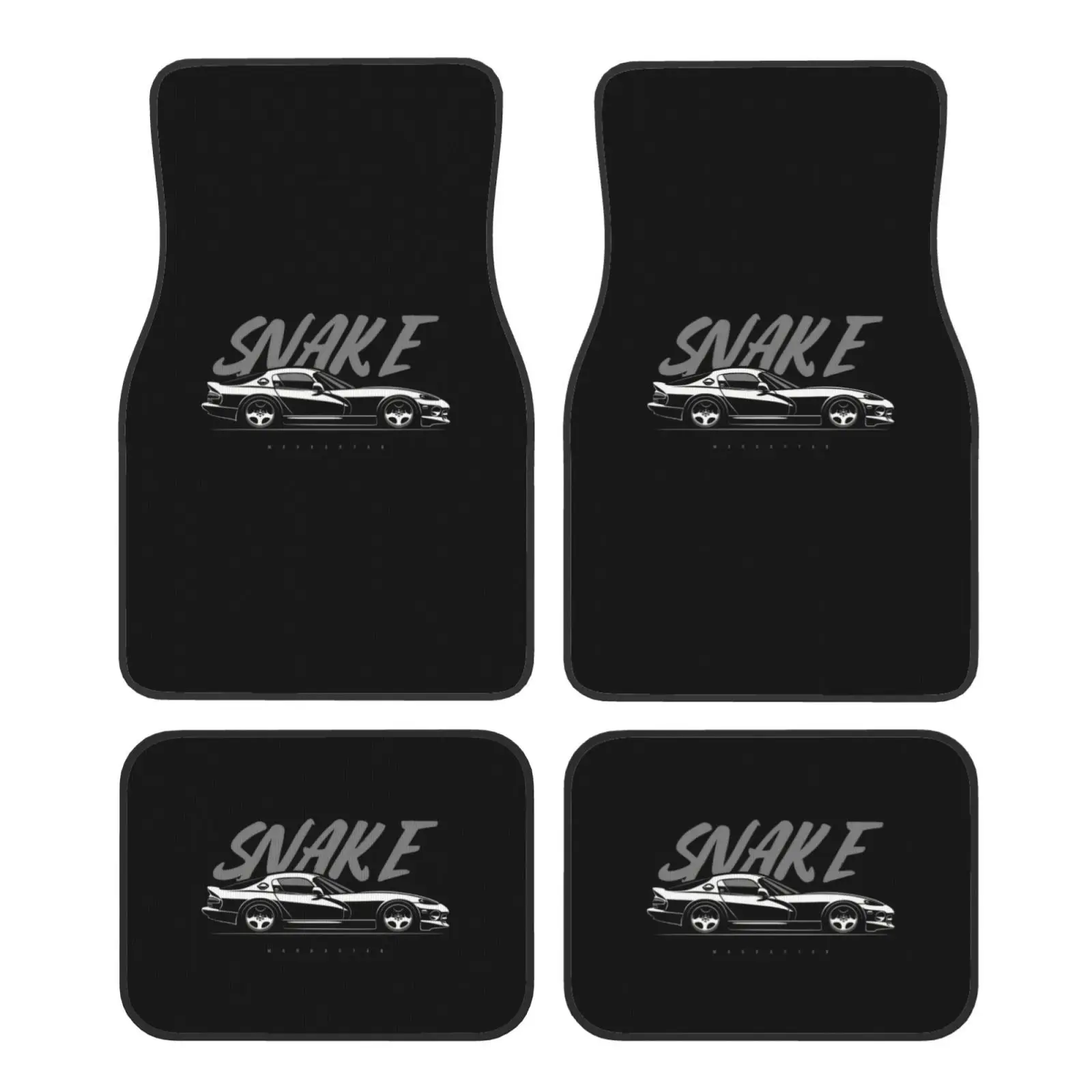 

--4 шт. -- [Секретный дизайн SNAKE — Печать автомобильных элементов] -- Автомобильные коврики — Хрустальные бархатные коврики — Подходит для любого автомобиля
