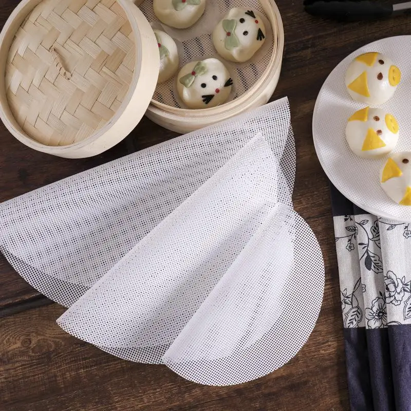 1pcs Reusable White Silicone Non-Stick Steamer Liners Round Steaming Mat For Bamboo Steamer Cooking Heat Resistant Kitchen - Image 3