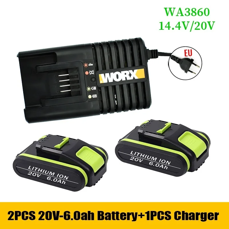 To Power Tools Rechargeable Replacement Battery 20V 6000mAh Lithium for Worx WA3551 WA3553 WX390 WX176 WX178 WX386 WX678