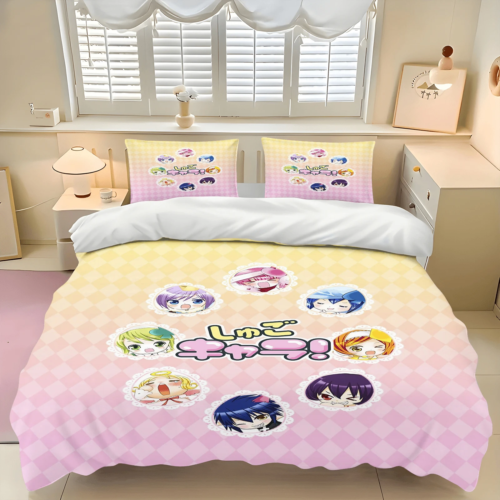 2/3pcs Girls Bedding Set Japanese Anime Shugo Chara Duvet Cover Home Adult Kids Baby Bedroom Gift Model