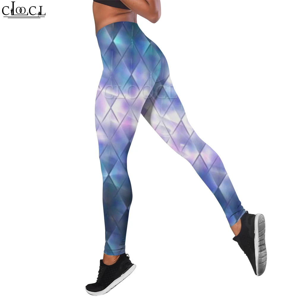 CLOOCL 3D Printed Leggings Push Up Leggings Women Fitness Running Pants Dazzling Diamonds Pattern High Waist Stretch Trousers