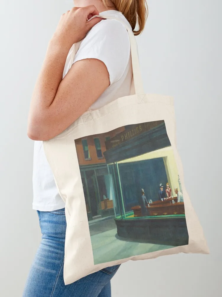 

Edward Hopper - NightHawks, Art reproduction Tote Bag reusable shopping bag Women's bag Eco custom canvas